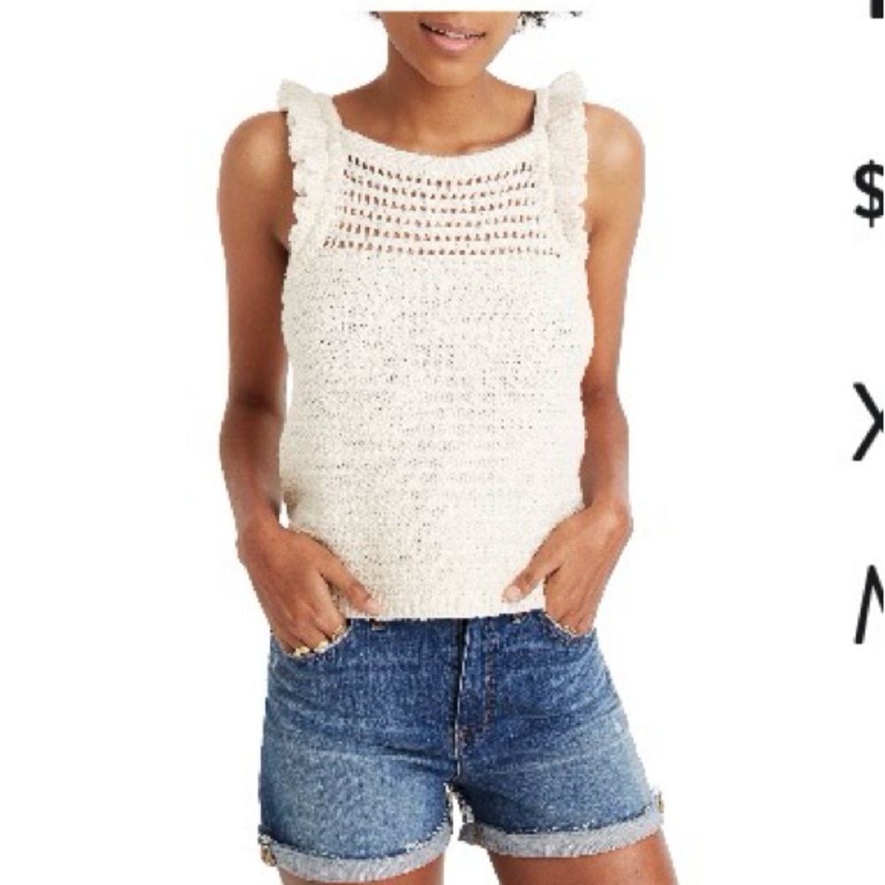 NWT Madewell Crochet Sweater Tank in Marled Vanilla Size XS